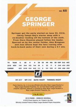 2019 Donruss - Holo Orange #65 George Springer Back