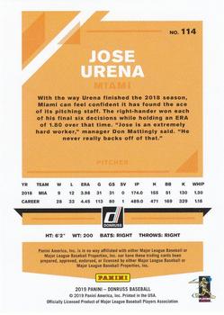 2019 Donruss - Holo Orange #114 Jose Urena Back