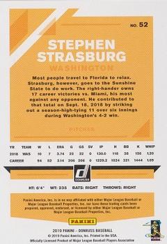 2019 Donruss - Holo Pink #52 Stephen Strasburg Back