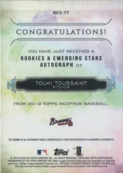 2019 Topps Inception - Rookies & Emerging Stars Autographs Magenta #RES-TT Touki Toussaint Back