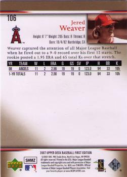 2007 Upper Deck First Edition #106 Jered Weaver Back