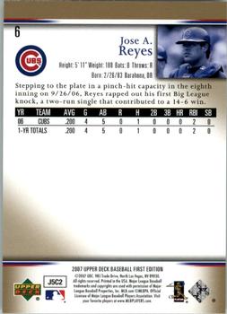 2007 Upper Deck First Edition #6 Jose A. Reyes Back