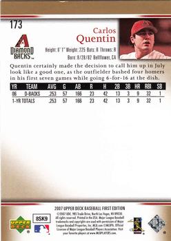 2007 Upper Deck First Edition #173 Carlos Quentin Back