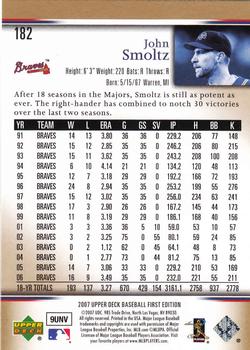 2007 Upper Deck First Edition #182 John Smoltz Back