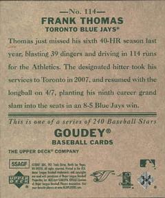 2007 Upper Deck Goudey #114 Frank Thomas Back
