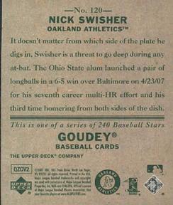 2007 Upper Deck Goudey #120 Nick Swisher Back