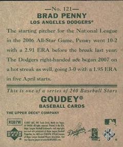 2007 Upper Deck Goudey #121 Brad Penny Back