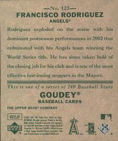 2007 Upper Deck Goudey #123 Francisco Rodriguez Back