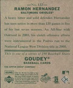 2007 Upper Deck Goudey #132 Ramon Hernandez Back