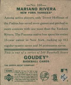 2007 Upper Deck Goudey #160 Mariano Rivera Back