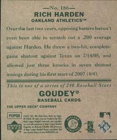 2007 Upper Deck Goudey #186 Rich Harden Back
