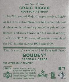 2007 Upper Deck Goudey #28 Craig Biggio Back