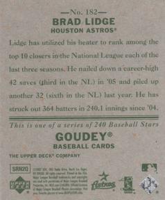 2007 Upper Deck Goudey #182 Brad Lidge Back