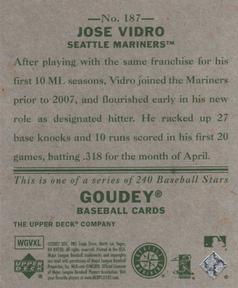 2007 Upper Deck Goudey #187 Jose Vidro Back