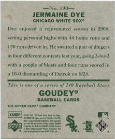 2007 Upper Deck Goudey #190 Jermaine Dye Back