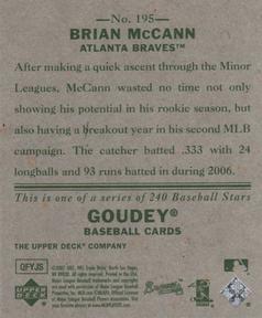 2007 Upper Deck Goudey #195 Brian McCann Back