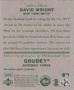 2007 Upper Deck Goudey #225 David Wright Back