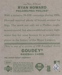 2007 Upper Deck Goudey #226 Ryan Howard Back