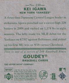 2007 Upper Deck Goudey #230 Kei Igawa Back