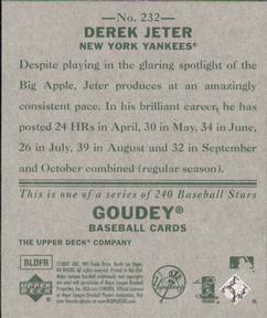 2007 Upper Deck Goudey #232 Derek Jeter Back