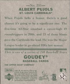 2007 Upper Deck Goudey #233 Albert Pujols Back