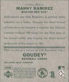 2007 Upper Deck Goudey #236 Manny Ramirez Back