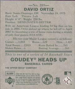 2007 Upper Deck Goudey #259 David Ortiz Back