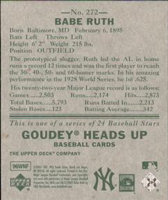2007 Upper Deck Goudey #272 Babe Ruth Back