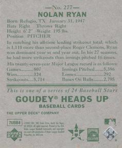 2007 Upper Deck Goudey #277 Nolan Ryan Back