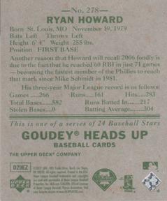 2007 Upper Deck Goudey #278 Ryan Howard Back