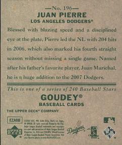 2007 Upper Deck Goudey #196 Juan Pierre Back