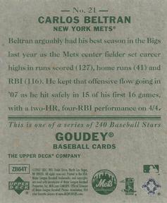 2007 Upper Deck Goudey #21 Carlos Beltran Back