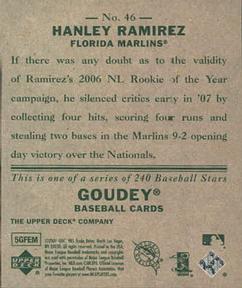 2007 Upper Deck Goudey #46 Hanley Ramirez Back