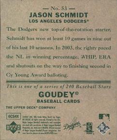 2007 Upper Deck Goudey #53 Jason Schmidt Back