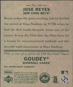 2007 Upper Deck Goudey #66 Jose Reyes Back