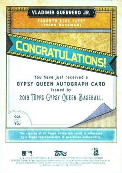 2019 Topps Gypsy Queen - Gypsy Queen Autographs #GQA-VGJ Vladimir Guerrero Jr. Back