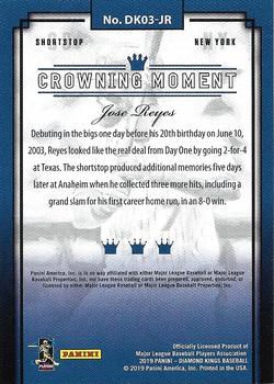 2019 Panini Diamond Kings - 2003 DK Retro Artist Proof Blue #DK03-JR Jose Reyes Back