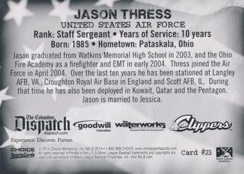 2014 Choice Columbus Clippers Military All-Stars #23 Jason Thress Back