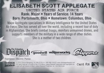 2014 Choice Columbus Clippers Military All-Stars #26 Elisabeth Scott Applegate Back