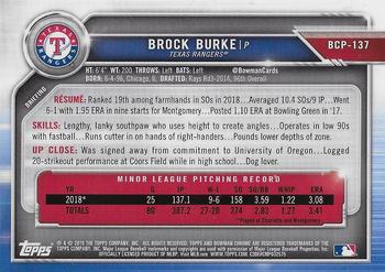 2019 Bowman - Chrome Prospects #BCP-137 Brock Burke Back