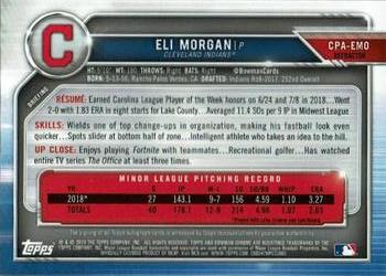 2019 Bowman - Chrome Prospect Autographs Refractor #CPA-EMO Eli Morgan Back