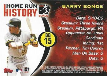 2005 Topps - Barry Bonds Home Run History #BB 15 Barry Bonds Back