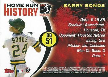2005 Topps - Barry Bonds Home Run History #BB 51 Barry Bonds Back