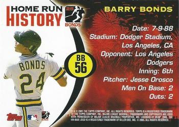 2005 Topps - Barry Bonds Home Run History #BB 56 Barry Bonds Back