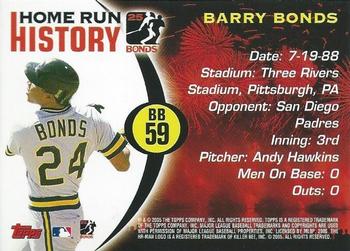 2005 Topps - Barry Bonds Home Run History #BB 59 Barry Bonds Back