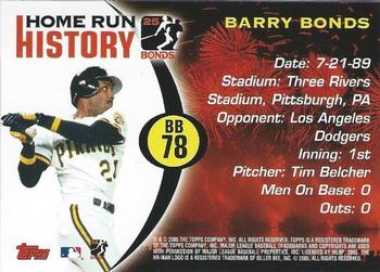 2005 Topps - Barry Bonds Home Run History #BB 78 Barry Bonds Back