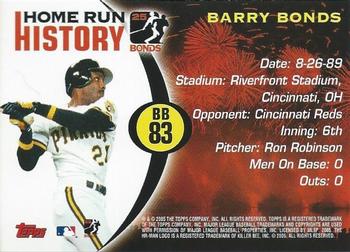 2005 Topps - Barry Bonds Home Run History #BB 83 Barry Bonds Back