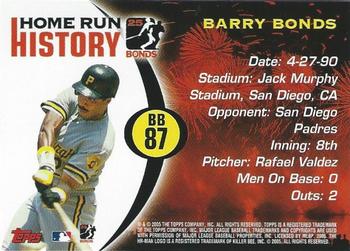 2005 Topps - Barry Bonds Home Run History #BB 87 Barry Bonds Back