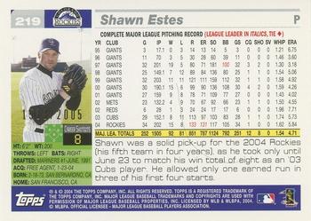 2005 Topps - Gold #219 Shawn Estes Back