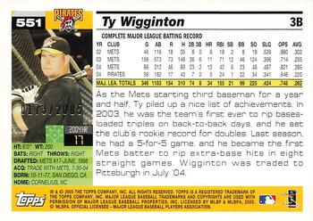 2005 Topps - Gold #551 Ty Wigginton Back